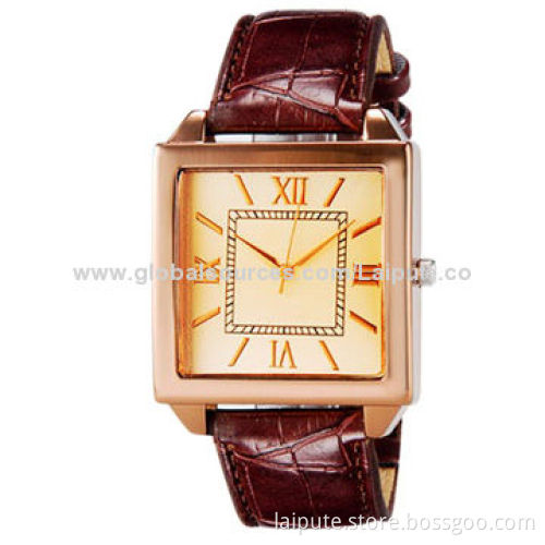 Fashionable Unisex Analog Quartz Miyota Movement Wrist Watch with PU Leather Band (Brown)New
